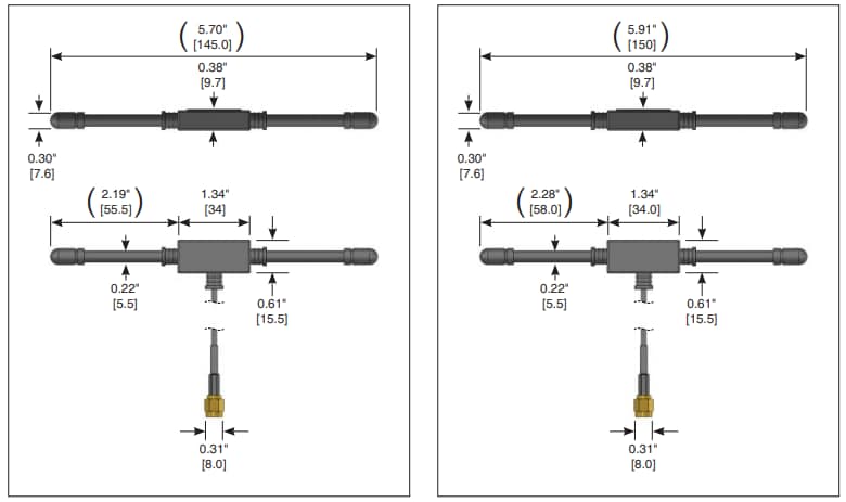 Mechanical Drawing - TE Connectivity / Linx Technologies MHW Series Dipole Antennas